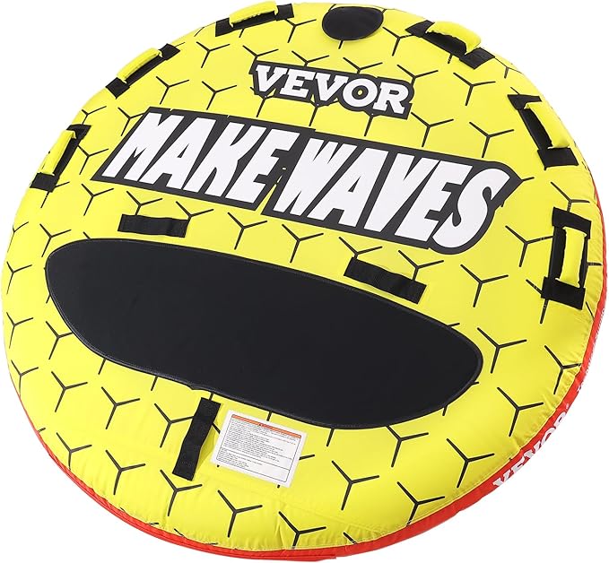 VEVOR Towable Tubes for Boating, 1-4 Riders Inflatable Boat Tubes & Towables, 340-680 lbs Capacity, Multiple Sizes with Full Nylon Cover, Padded/EVA Handles, Fins & Safety Valve (Multi-Option)