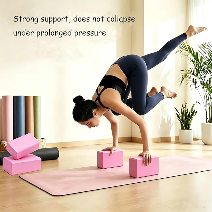 Foam Yoga Blocks Lightweight Non-Slip Supportive Yoga Bricks Yoga Props Accessories for Women Men, Stretching and Meditation (6 Colors)