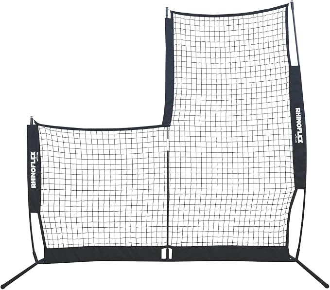 Champion Sports Rhino Flex Reversible Baseball Protective L Screen Pitching Net with Carry Bag,Black