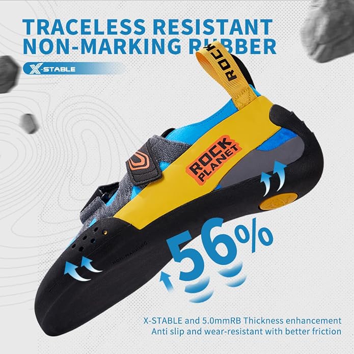Climbing Shoes Men Lightweight Strong Anti-Slip Indoor Outdoor Rock Climbing Gym Training Beginner to Pro Performance