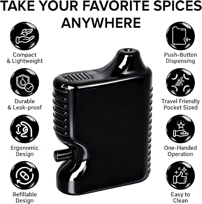 One-Button Powder Dispenser, Plastic Spice Shaker with Leak-Proof Design & Lightweight Body, Portable Container for Travel, Party, Daily Use