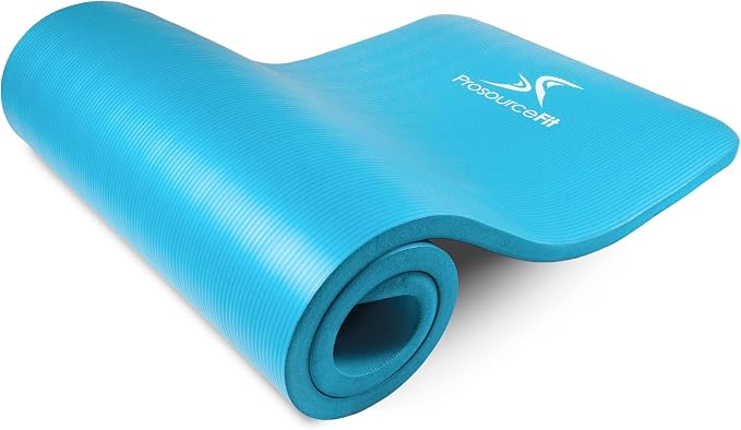 ProsourceFit Extra Thick Yoga and Pilates Mat 1/2” (13mm) or 1" (25mm), 71-inch Long High Density Exercise Mat with Comfort Foam and Carrying Strap