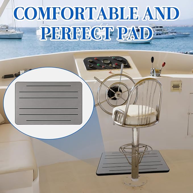 Tinideya 20mm Thick Non-Slip Helm Station Pad 22 x 14 Inches EVA Boat Helm Pad Mat Gray Chair Anti-Skid Cushion Protects Boat Seats Upholstery from Rips, Dirt Wear from Stepping on Seats