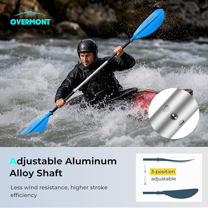 Overmont Kayak Paddles with Leash - Heavy Duty Aluminum Alloy Shaft Boating Oar for Kayaking Boating Canoeing 218cm/86in - 230cm/90.5in - 241cm/95in