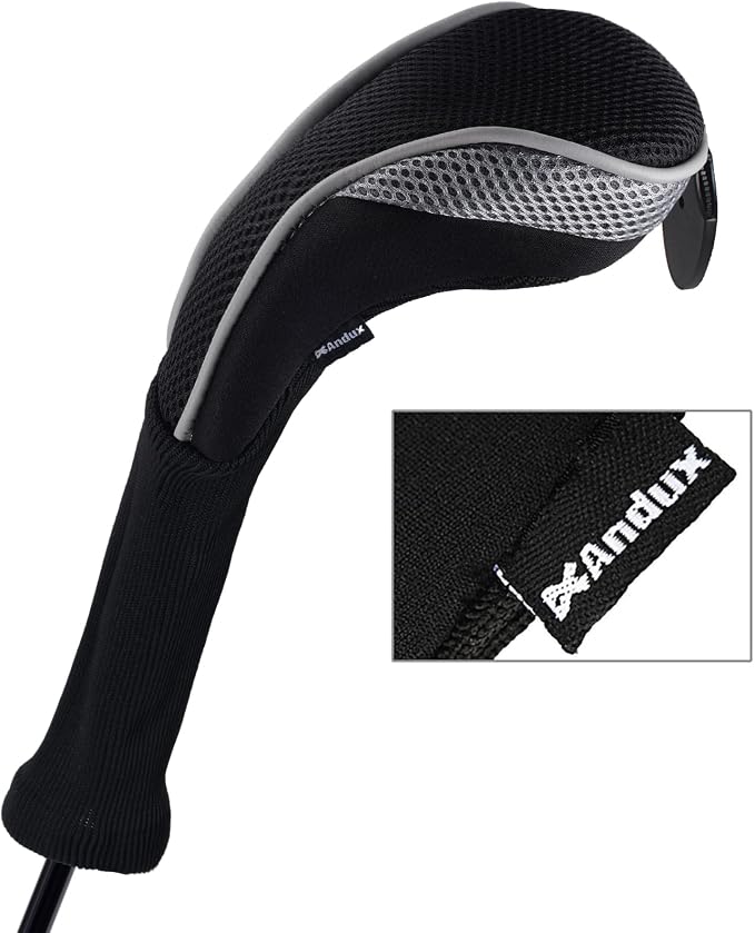 Andux 4 Pack Long Neck Golf Hybrid Club Head Covers Dial No. Tag CTMT-01 | Mesh Breathable material | all the Same Size | Coloured Piping | Pull-On Closure