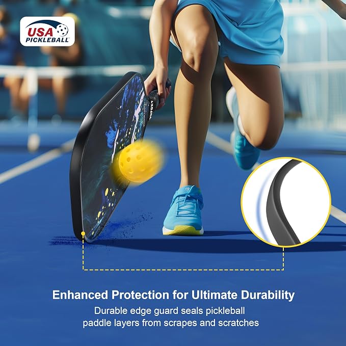 Pickleball Paddles Set of 2/4, USAPA Approved Carbon Fiber Surface Pickle Ball Set - 14mm PP Honeycomb Core of Lightweight Pickleball Rackets -Suitable for Beginners' Training and Game（Blue）