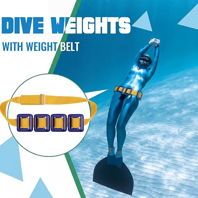 Tellegloww 4 Pcs Dive Weights Belt for Scuba Diving Coated Dive Weights Nylon Dives Belt with 1 Metal Quick Release Buckle for Free Diving Spear Fishing