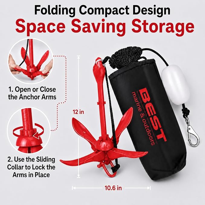 Best Marine and Outdoors Kayak Anchor, 3.5 Pound Anchor System Kit for Kayaks, Canoes, SUP Paddle Boards & Jet Skis, Fishing, Boating & Kayaking Accessories
