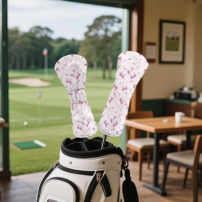 Rnyleeg Golf Club Head Covers for Women Driver Head Cover Leather Fairway Wood Headcover Hybrid Headcovers for Golf Clubs