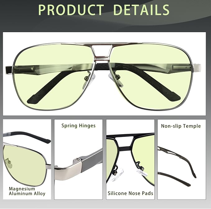 Polarized Photochromic Sports Sunglasses for Men UV-Protection Day & Night Driving Glasses - Al-Mg Metal Ultralight