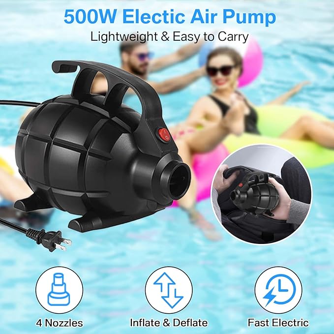 Electric Air Pump for Inflatable Tumbling Track Mat with 4 Nozzles, AC 110-120V Quick-Fill Inflator, Air Pump for Gymnastics/Flooring/Tumbling/Yoga/Taekwondo/Exercise Gym Fitness Mat