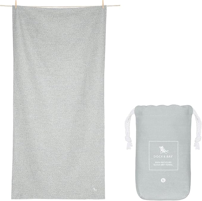 Dock & Bay Beach Towel - Quick Dry, Sand Free - Compact, Lightweight - 100% Recycled - Includes Bag - Essential Set of 4 - Large (160x90cm, 63x35)