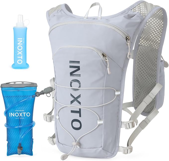 INOXTO Running Hydration Vest Backpack,Lightweight Insulated Pack with 1.5L Water Bladder Bag Daypack for Trail Hiking Running Cycling Race Marathon for Women Men