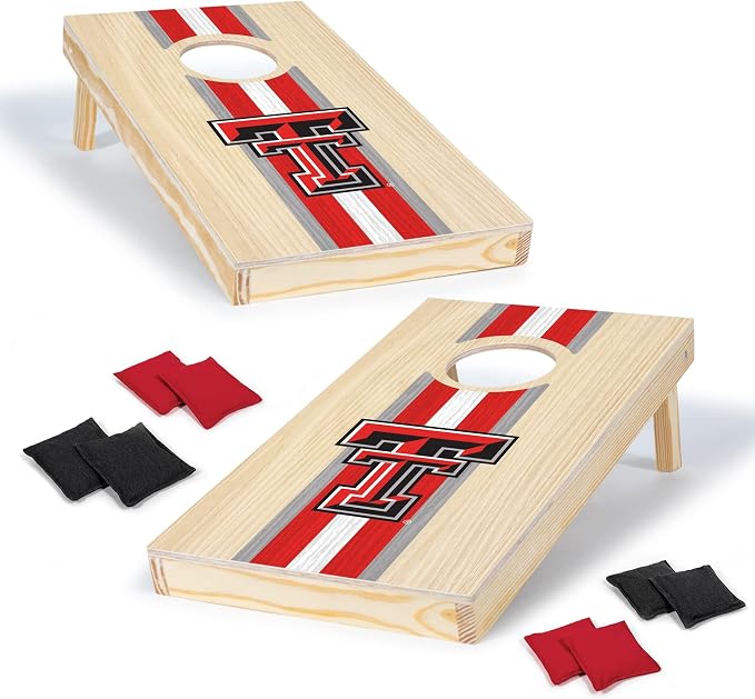 Wild Sports College Portable Size 1' x 2' Solid Wood Cornhole Set with Direct Print HD Team Graphics – Travel Size