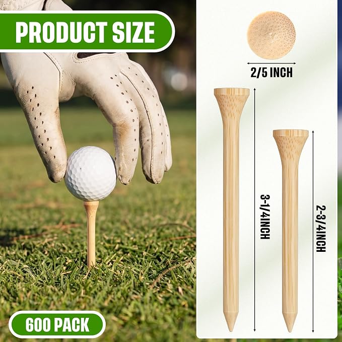 Mudder Golf Tees Bulk Wooden Bamboo Golf Tees Multicolor Wood for Men Balls Accessories