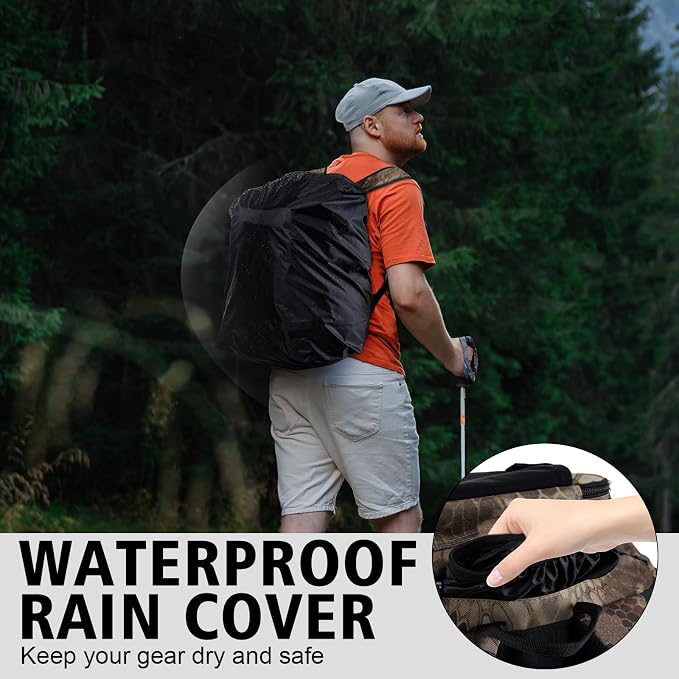 Goture Fishing Backpack,900D Water-Resistant Tackle Backpack with Rod Holders, SBS Zippers,45L Large Fishing Bag Storage Gear Tackle Bag with Rain Cover, Bottle Holder for Travel Camping Hiking