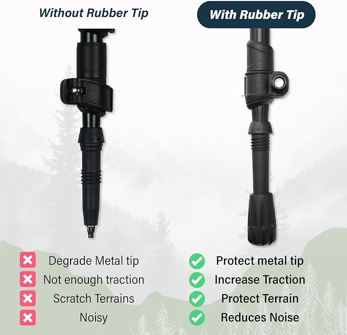 TREKOLOGY 2 pc Trekking Hiking Poles / 6 pc Replacement Rubber Tips-Collapsible Trekking Poles Nordic Hiking Pole Cork Grip. Lightweight Aluminum 7075,Adjustable Quick Flip-Lock, Folding Walking Stick