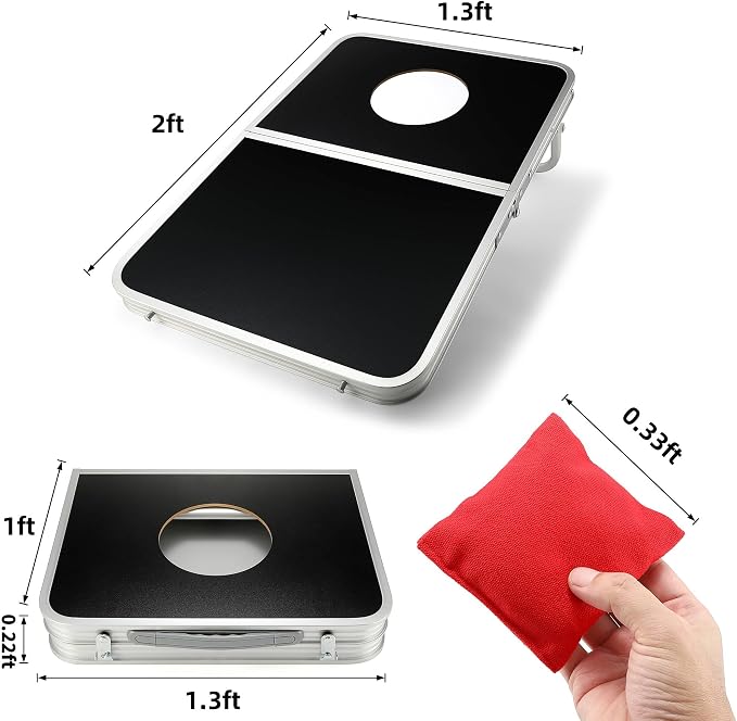 Foldable Lightweight Cornhole Board Set | Aluminum Alloy Edging,2x1.3ft,8 Bean Bags,Portable Corn Hole Games for Adults,for Outdoor Patio Travel Tailgate