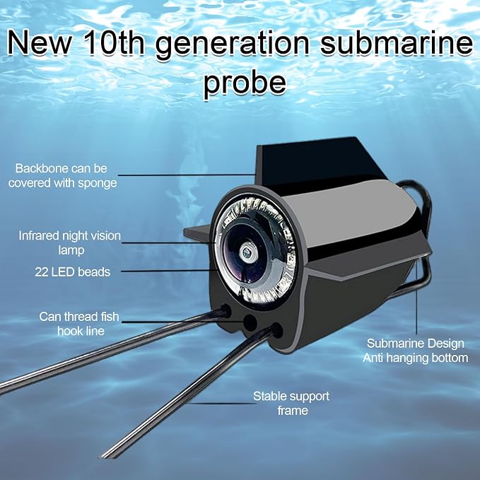 4.3 Inch Underwater Fishing Camera,220° Wide Angle Night Vision Ice Fishing Camera with 1080P HD Monitor,5000mAh Battery,98ft Cable,IP68 Waterproof Fish Finder Video System for Lake Sea Boat Fishing