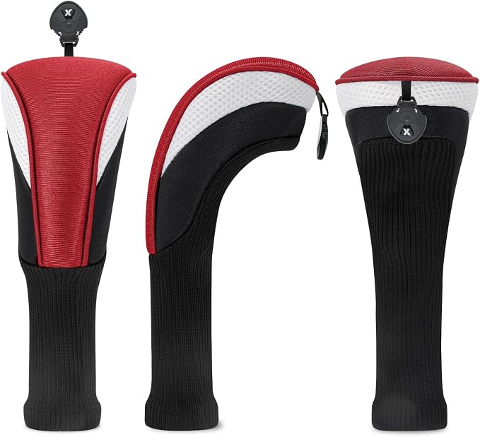Golf Club Head Covers for Woods 3/4/5/6 Pieces Long Neck Mesh Sports Golf Club Headcovers Set with Interchangeable No. Tags 3 4 5 6 7 X Golf Accessories for Men Women