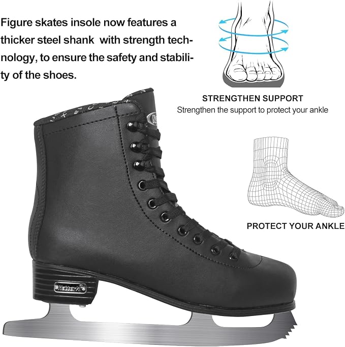 Nattork Figure Skates for Boys and Girls Excellence Stainless Steel Blades Ice Figure Skating with Enhanced Support Strength Performance and Ultimate Comfort