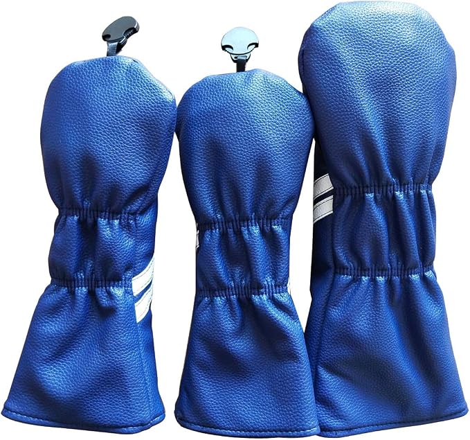 3pcs Navy Blue Golf Wood Club Headcovers 135 for Driver Fairway Wood Golf Head Covers Set