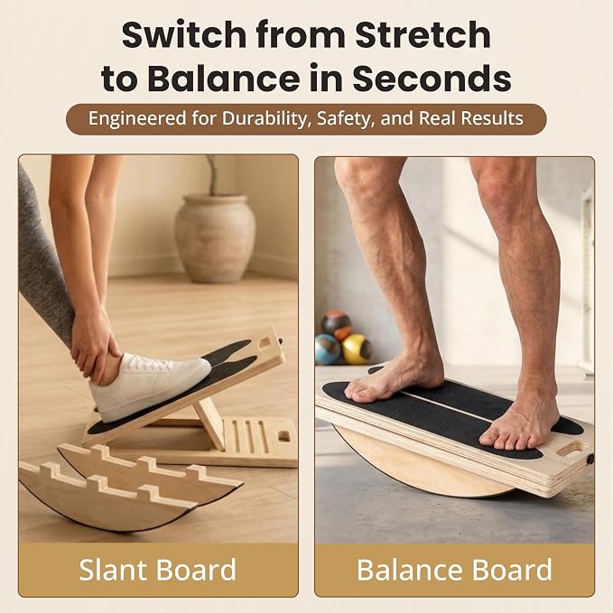 2 in 1 Slant Board for Exercise – Balance Board for Adults, Calf Stretch Board – Stretch & Mobility Board for Physical Therapy – Anti Slip Design with 5 Adjustable Angle, 500 lb Capacity
