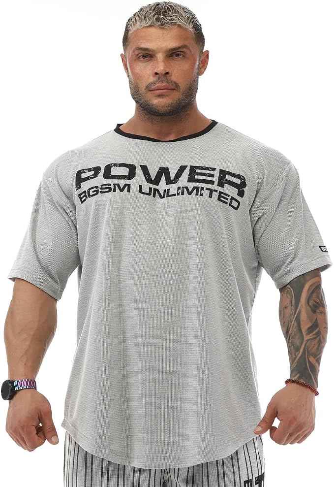 Men's Oversize Gym Fitness and Bodybuilding T-Shirt, Cotton O-Neck Lifestyle Top