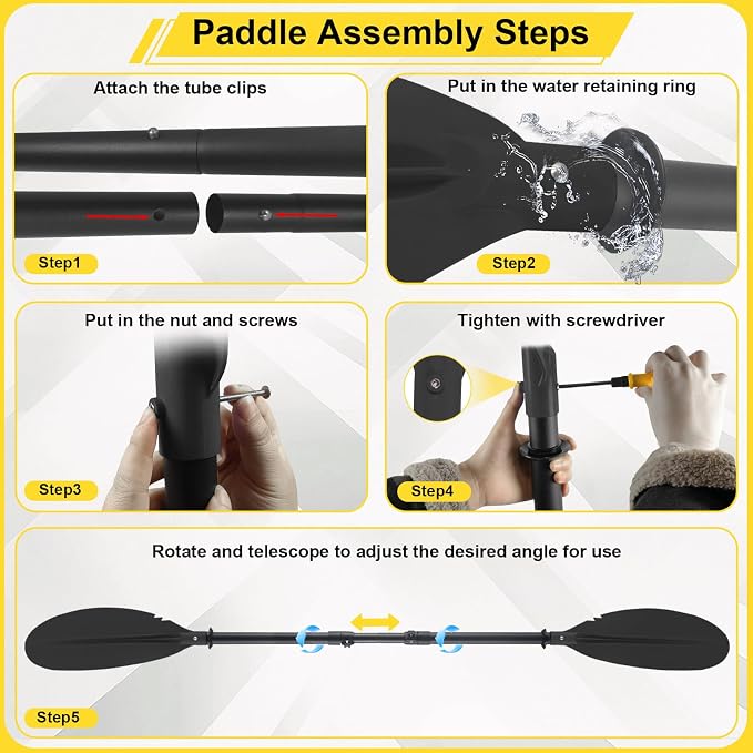 Kayak Paddle for Adults,70 to 95in Paddle Board Paddles Telescopic Frosted Pipe Shaft Kayaking Boating Canoeing with 1 Free Paddle Leash Double Oar Float Paddle Sturdy Durable