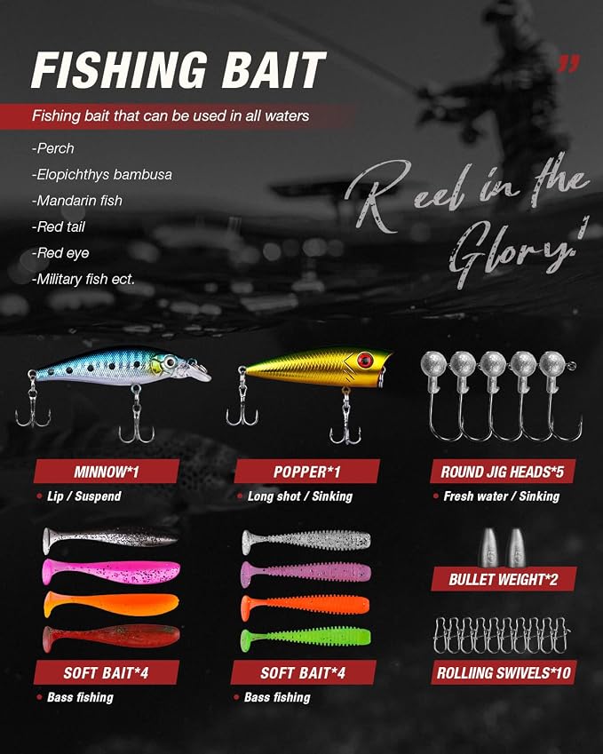 Ghosthorn Fishing Rod and Reel Combo Collapsible Fishing Pole Telescopic Fishing Rod Combo Travel Portable Fishing Set Carbon Fiber with Carrier Bag for Saltwater Freshwater