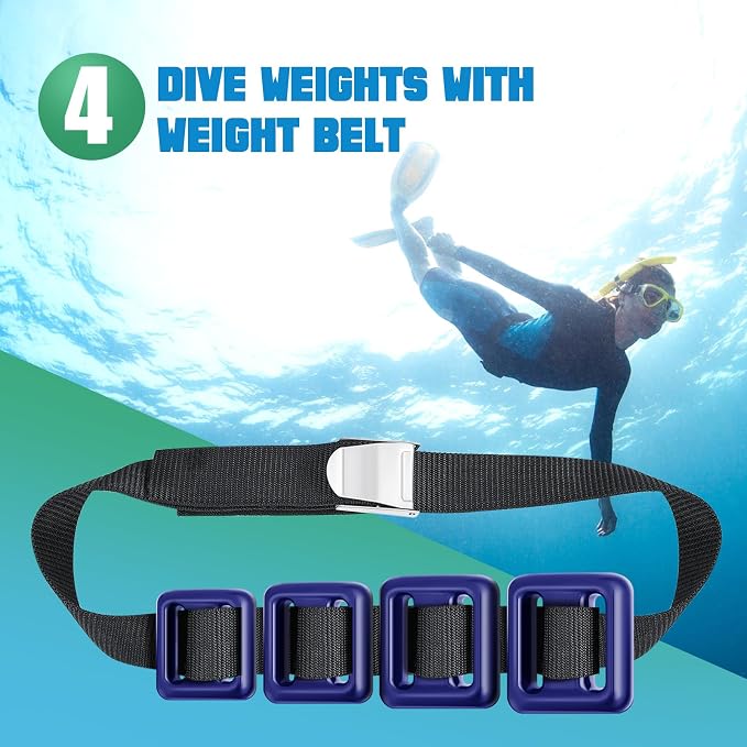 Tellegloww 4 Pcs Dive Weights Belt for Scuba Diving Coated Dive Weights Nylon Dives Belt with 1 Metal Quick Release Buckle for Free Diving Spear Fishing