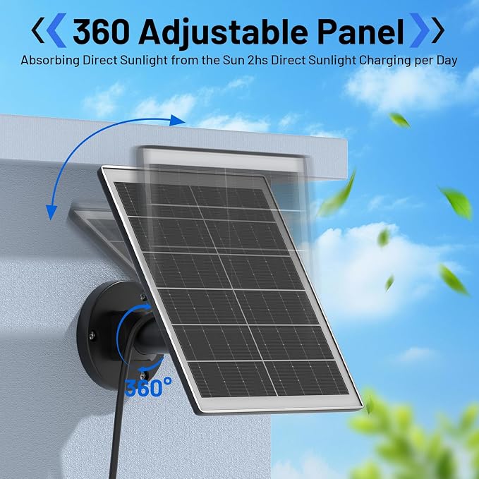 5W Solar Panel Charger Compatible with Arlo Pro 5S/Pro 4/Pro 3/Ultra/Ultra 2/Go 2 Camera, Solar Panels Charging with 13.1ft Waterproof Charging Cable,360° Adjustable Wall Mount, 3 Pack