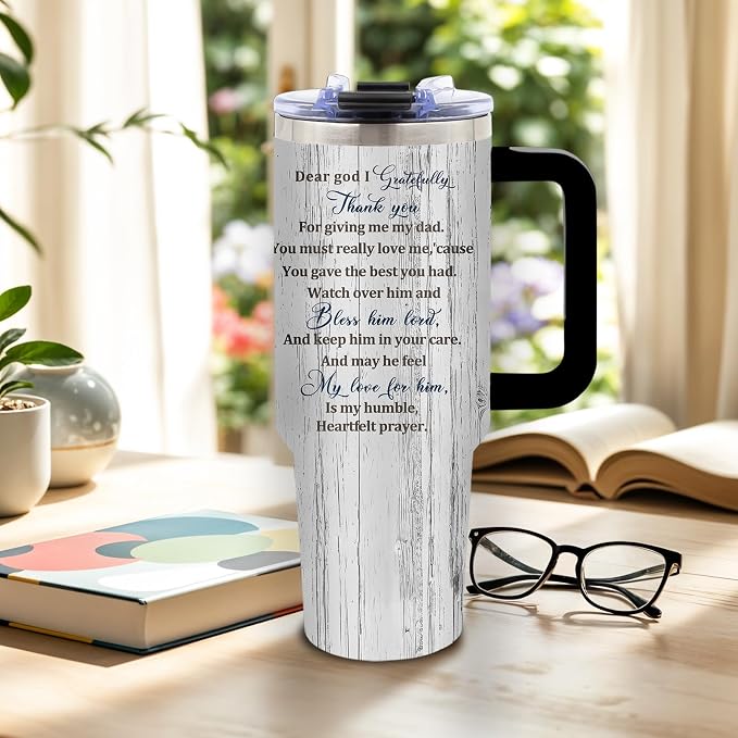 DUUV Christian Gifts for Men, Christian Tumbler 40 Oz, Birthday Religious Gifts for Your Dad from Son Daughter, Spiritual Bible Verse Catholic Gift for Men Dad, to My Dads Tumbler, 1PCS