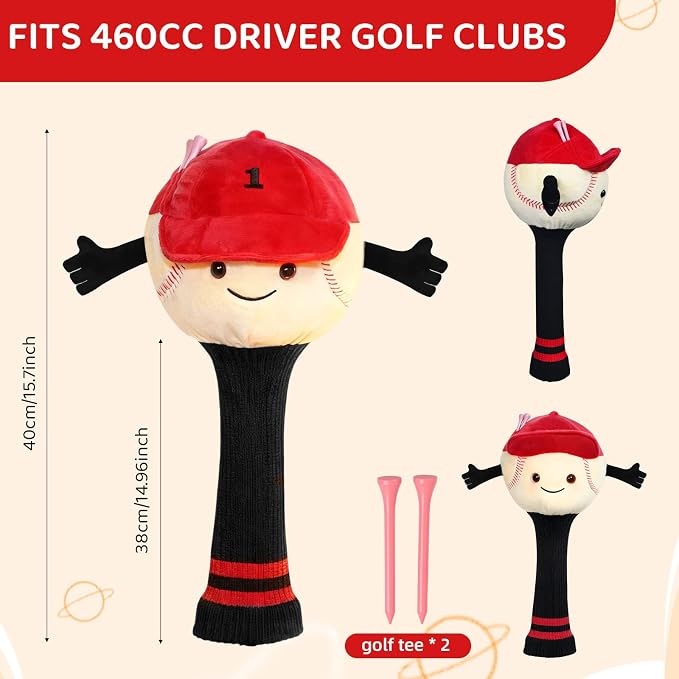 Funny Golf Driver Headcover Plush Cartoon Animal Golf Club Head Covers Golf Club Covers Driver Cover Fits 460cc Driver Head