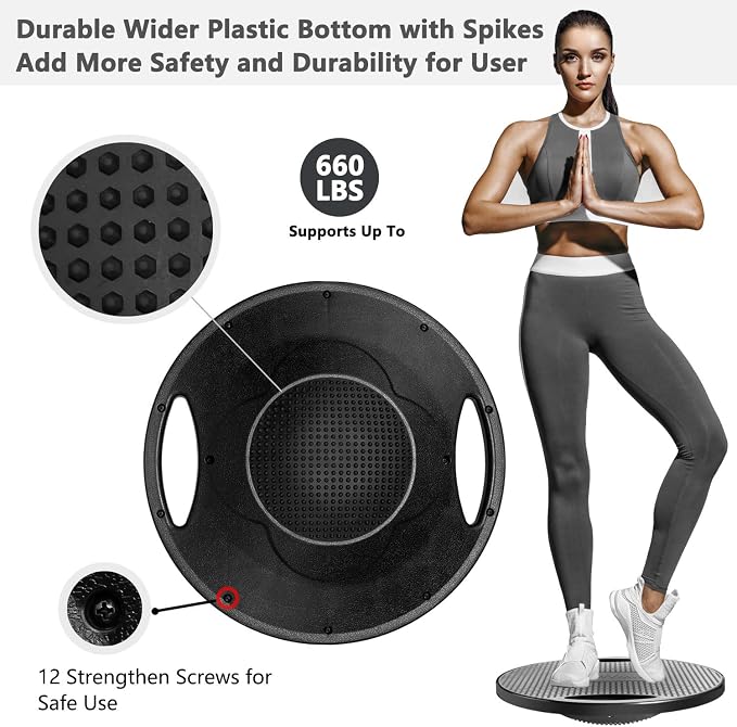 Wobble Balance Board, Exercise Balance Stability Trainer Portable Balance Board with Handle for Workout Core Trainer Physical Therapy & Gym No-Skid Surface
