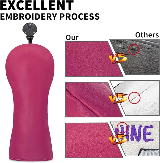 Golf Accessories Golf Club Covers for Driver, Fairway, Hybrids - Golf Driver Headcover/Golf Fairway Wood Head Cover/Hybrid Headcover for Men/Women Golfer