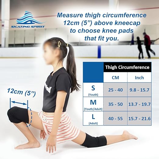 SKATINGSPIRIT Gel Knee Pads (1 Pair), Cushion and Support Knee Cap for Dancing Figure Skating Gymnastic, Youth and Adult (Large) Beige