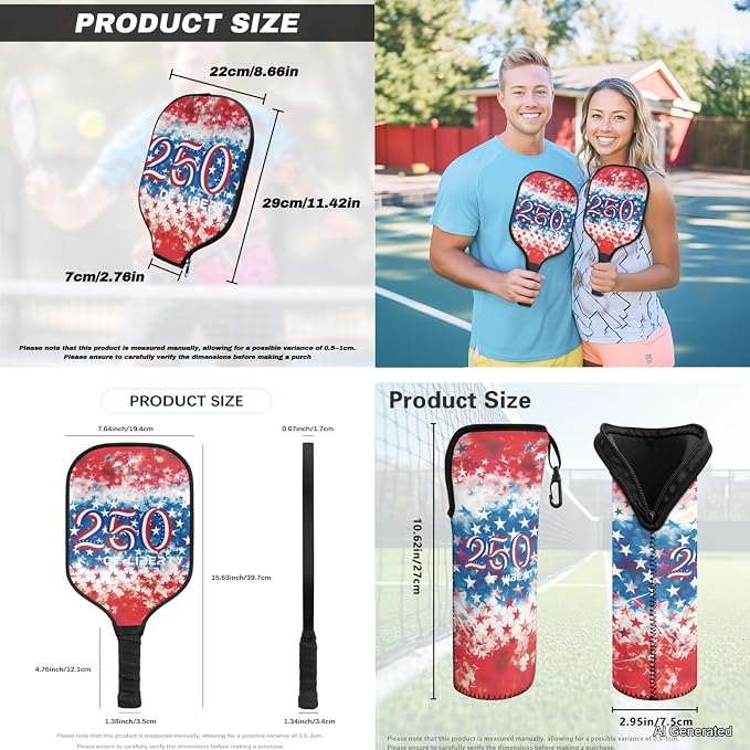 Pickleball Paddles Set 3PCS Pickleball Paddle Case Pickleball Racket Pickleball Bag Ideal for Beginners Gifts