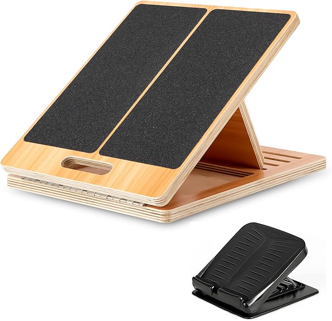 StrongTek Wooden & Plastic Slant Board Bundle – 5-Angle and 4-Angle Adjustable, Non-Slip, 350 lbs Capacity, Ideal for Stretching, Physical Therapy, and Plantar Fasciitis Relief