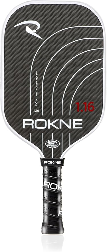 ROKNE Taktical Carbon Series, Pickleball Paddle, 3K Raw Carbon Fiber, Thermoformed Foam Lined Edge, 13MM or 16MM, USAPA Approved Pickleball Racket, High Grit Texture, Max Spin
