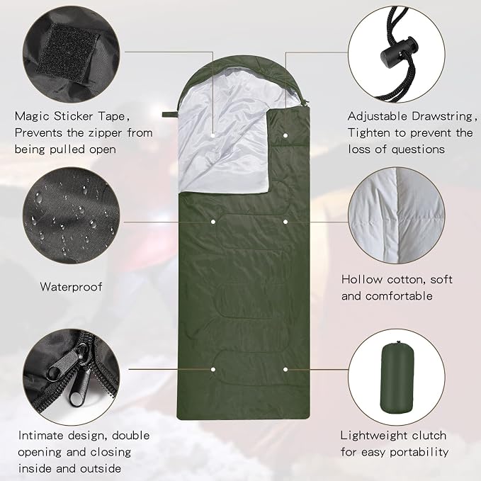 Macarrie 10 Pcs Bulk Sleeping Bags for Adults 0 Degree Waterproof Emergency Sleeping Bags with Compression Sack for Camping Hiking Backpacking Outdoor Activities