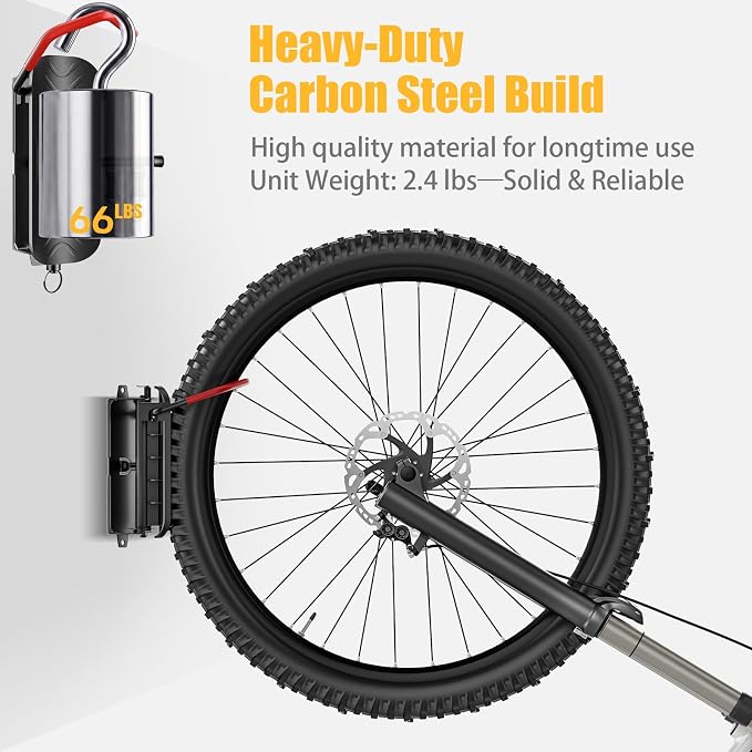 Favoto Swivel Bike Wall Mount - Vertical Bike Rack for Garage & Indoor Storage, Heavy Duty Bicycle Hanger Holds 66 lbs, Space-Saving Wall Hook for MTB, Road & E-Bikes (1 Pack)
