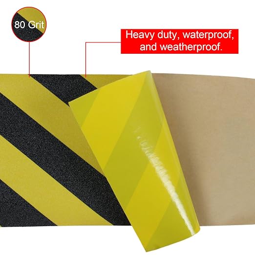 Black Diamond Self Adhesive Grip Tape - Anti Slip Traction Tape - Non Skid Tape - Anti Slip Tape Grippy Strips for Stairs, Ramps, Boat Grip 5" x 10' Caution with Cleaning Stick