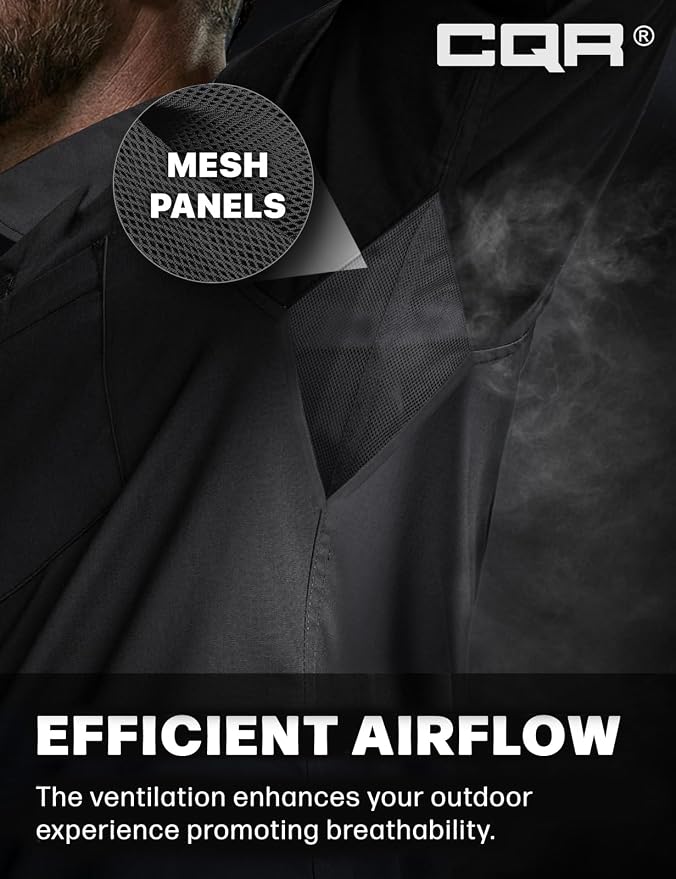 CQR Men's Long Sleeve Tactical Shirts, Ripstop Military Work Shirts, UPF 50+ Breathable Button Down Outdoor Hiking Shirt