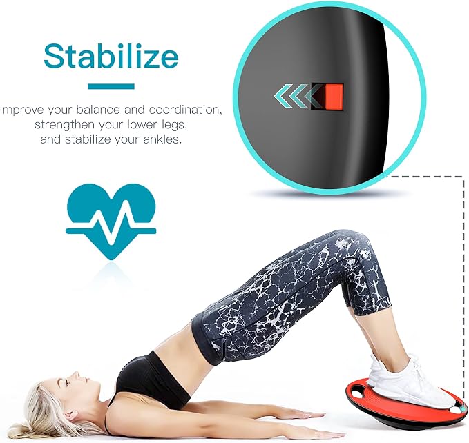 Wobble Balance Board, Exercise Balance Stability Trainer Portable Balance Board with Handle for Workout Core Trainer Physical Therapy & Gym No-Skid Surface