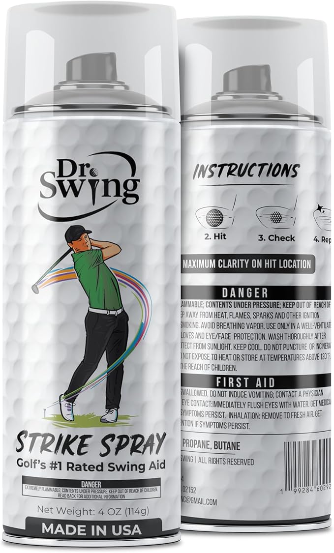 Dr. Swing Golf Impact Spray｜2 Pack｜ Club Spray for Ball Contact｜Quick Drying Vanishing Strike Formula｜Easy Wipe Design