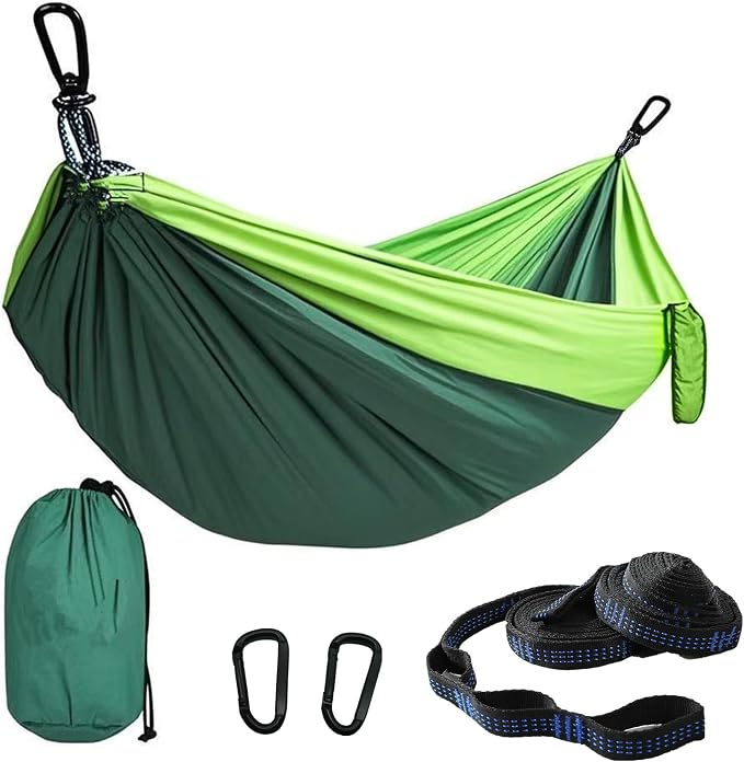 Camping Hammocks, Double & Single Hammock with Tree Straps,Portable Lightweight Parachute Nylon Camping Gear for Outside Hiking Beach Backpack Survival Travel- Up to 400lbs