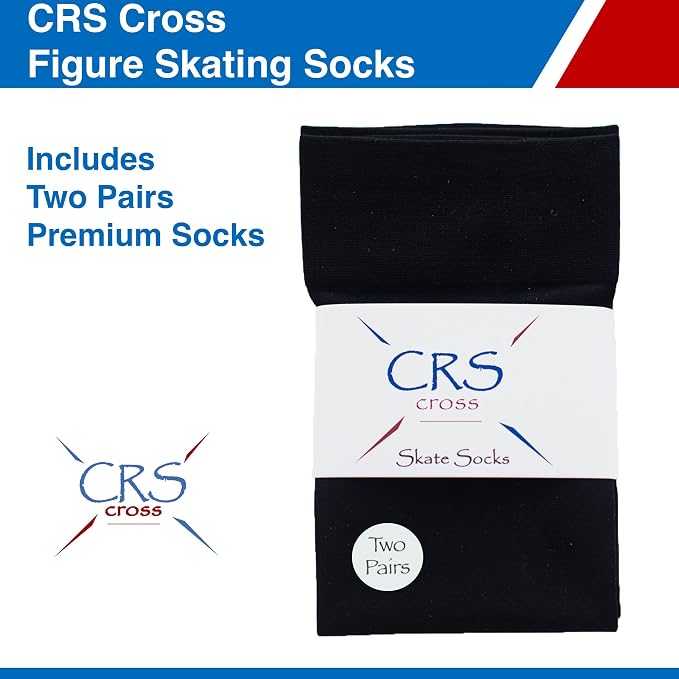 CRS Cross Skate Guards, Soakers & Towel Set (Black Large) and 2 Pair Figure Skating Socks (Black)