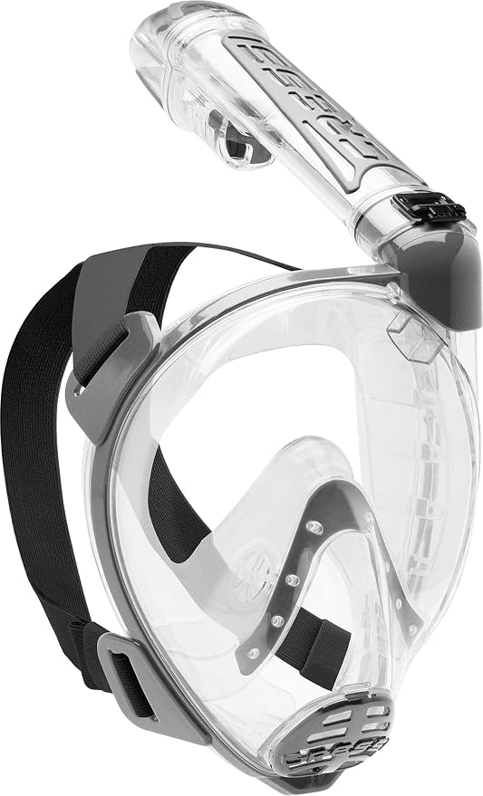 Cressi Adult Snorkeling Full Face Mask - Wide Clear View, Anti-Fog System - Easy Breathing: Safety First - New 2019 - Duke Dry: Designed in Italy: Quality Since 1946