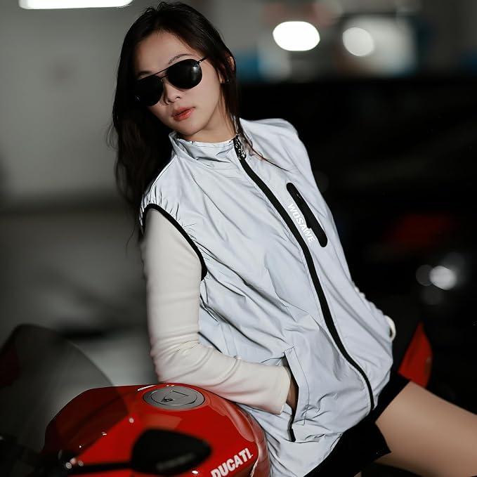 WOSAWE Men Reflective Jacket Night Glowing Bomber Jacket MTB Cycling Windbreaker Travel Sport Coat